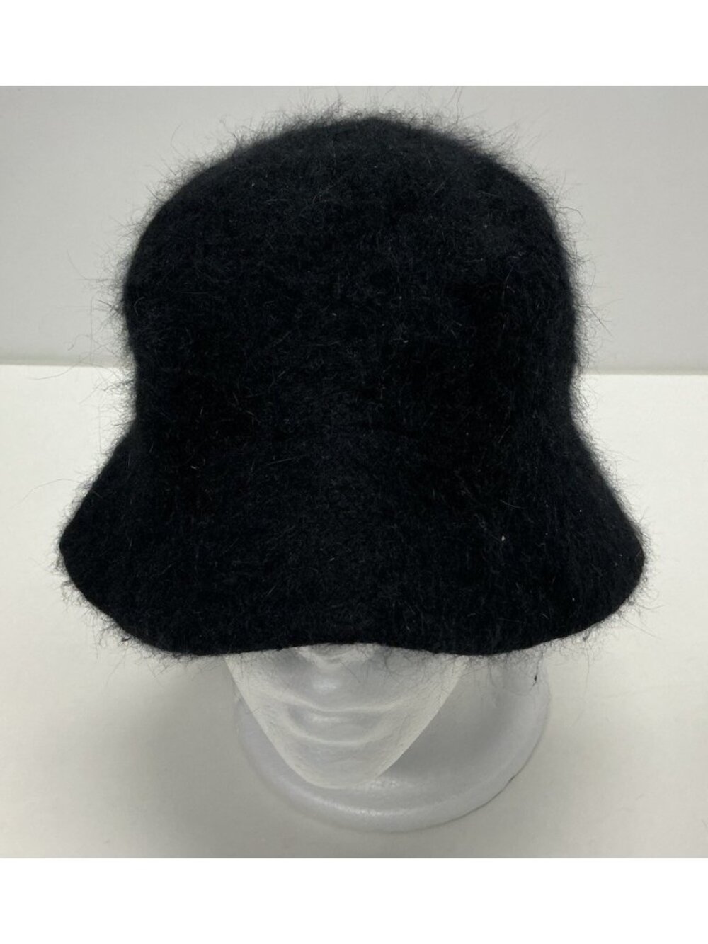 Rabbit Hair Blend Bucket Hat Womens One Size Black Vintage